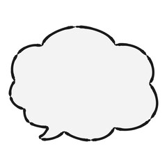 もこもこのかわいい吹き出し（白黒）