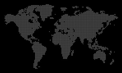 Fototapeta na wymiar World Map White Dots