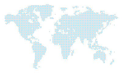 Fototapeta na wymiar World Map Blue Dots