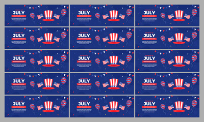 happy 4th july american banner template  vector flat design