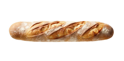 Freshly baked baguette - long French bread, isolated on transparent background, Generative AI