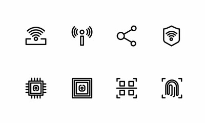 Technology Icons set, outline style color black