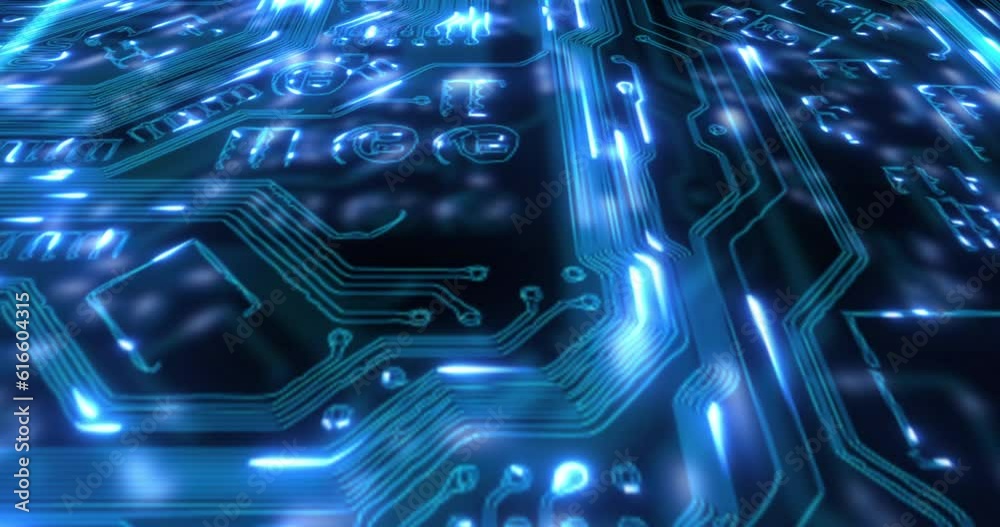 Poster CPU, digital microchip and hologram of circuit board for programming, coding and information technology. Cybersecurity, software and 3d server for computer storage, data processor and motherboard