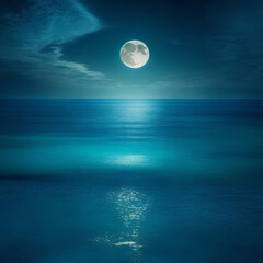Naklejka na ściany i meble full moon over water