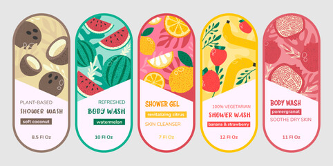 Label package set for body wash product advertising