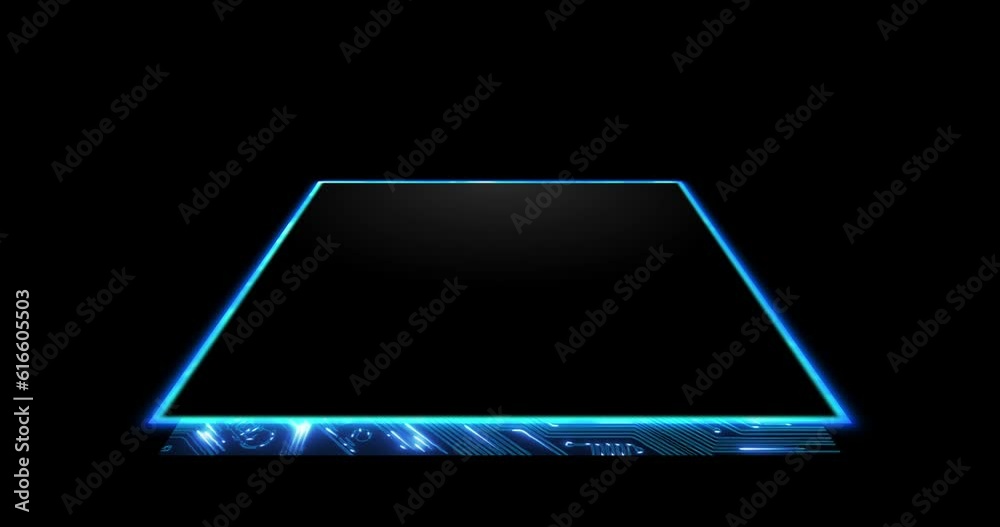 Aufkleber Microchip, cpu and light for futuristic data in stream, innovation or 3d system process in information technology. Digital transformation, cloud computing circuit or cybersecurity by black background