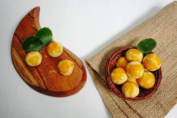 Homemade Indonesian pineapple tart cookies or Nastar served to celebrate Idul Fitri or Eid al Fitr and Christmas 