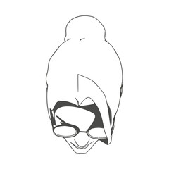 Silhouette of a female head. Beauty and fashion. Elegant silhouette of a woman wearing sunglasses