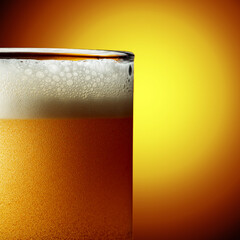 Glass of tasty beer with foam, closeup.