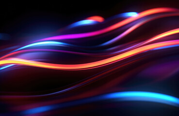 Neon light wave background, 3d Rendering, Abstract Background, Light Background, Color Background