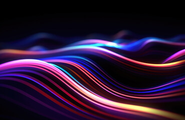 Neon light wave background, 3d Rendering, Abstract Background, Light Background, Color Background