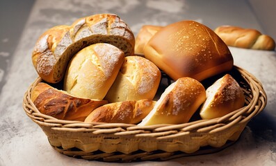bread in basket, Ai Generate 
