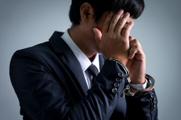 Being arrested for breaking the law, Businessman being handcuffed, demanding bribes for business...