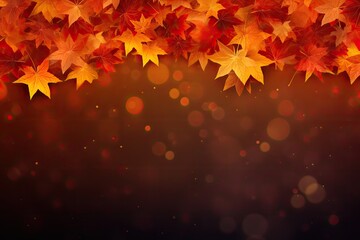 Shiny autumn leaves banner background created using generative Ai tools