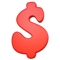 3d red Dollar symbol