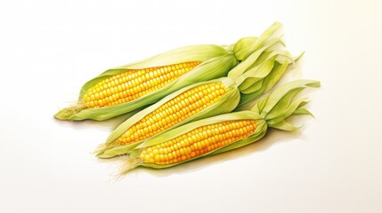 Corn, watercolor painting style illustration. isolated on white background.