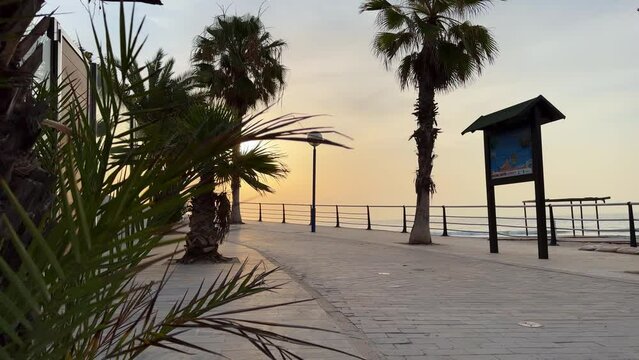 La Cala Estaca in Playa Flamenca, Orihuela Costa, Costa Blanca, Spain. A nice little beach filmed during sunrise in June.