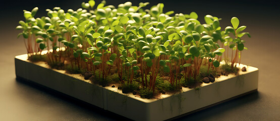 a tray with many plants growing in it Generated by AI