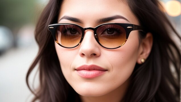 Portrait of woman in sunglasses outdoors, generative ai