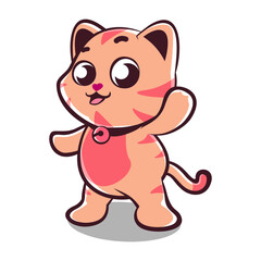 cute kitten mascot vector illustration with a bell