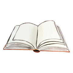 Watercolor illustration of an open book. Halloween spell book. For your design