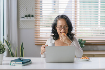 Portrait of a Senior businesswoman entrepreneur working remotely from her home office.