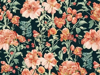 Vintage Floral Pattern, Generative AI Illustration