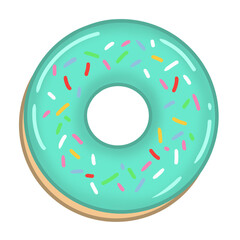 mint color donut with sprinkles