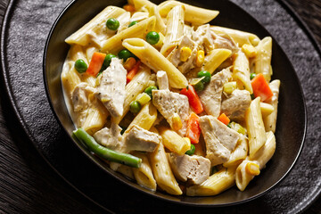 Creamy Chicken and Penne Pasta Casserole in bowl