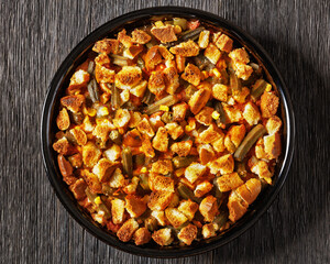 retro okra and rice casserole in baking dish