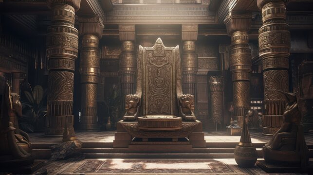 king's throne with great royal buildings