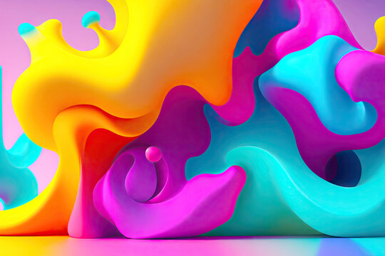 Abstract 3d background colorfull wavy wall, ai generative