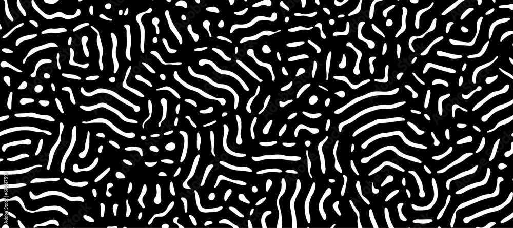 Aufkleber Abstract black and white organic pattern created using a computer generative algorithm called reaction-diffusion.