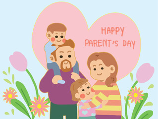 Happy family celebrete on parent's day.
