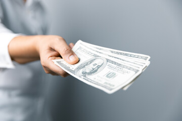 100 dollar cash bill is the biggest note bank. Financial investment success. Currency in America is dollar. Money exchange rate is up and down depend on USD. Wealthy people have a lots of money.