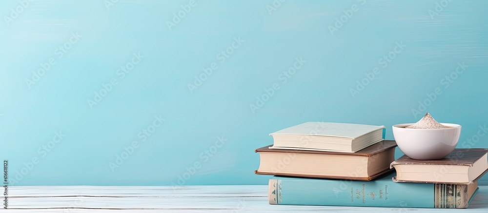Poster A stack of books sitting on top of each other created with Generative AI technology