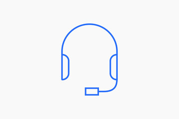 Geometric headset illustration in flat style design. Vector illustration and icon. 