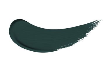 Matte Dark Green liquid Lipstick smear smudge isolated on white background. matte dark green color brush stroke close up. Makeup cream texture background