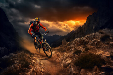 mountain bike in the sunset generative AI