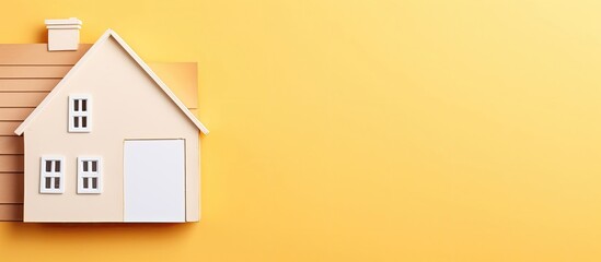 A paper model of a house on a yellow background created with Generative AI technology