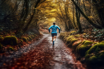 Obraz premium person walking in the woods generative AI