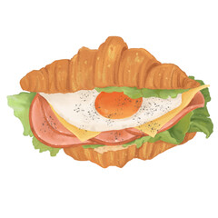 Croissant sandwich for breakfast and lunch