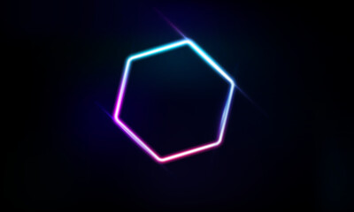 Fototapeta premium Abstract Modern colored poster for sports Light out technology and with neon hexagon and triangles. Hitech communication concept innovation background, vector design