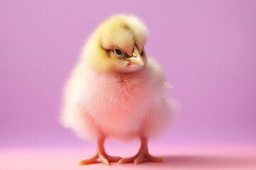 Small chick bird on pastel background