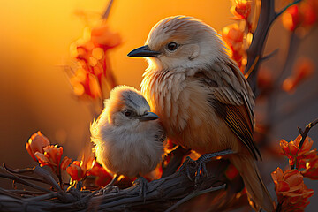 Mother bird's embrace, Generative AI