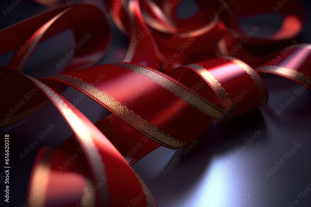 Poster colored ribbon close up. generated by ai.