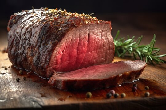 roastbeef closeup. generated by AI.