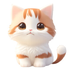 Brown cats have smiling faces, tiny, Cute kittens, and transparent backgrounds, Chibi style.