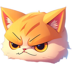 HEAD, Orange cats have Angry faces, tiny, Cute kittens, and transparent backgrounds, Chibi style.