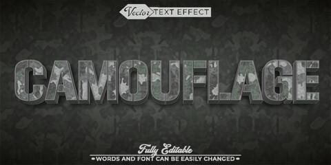 Military Gray Camouflage Vector Editable Text Effect Template